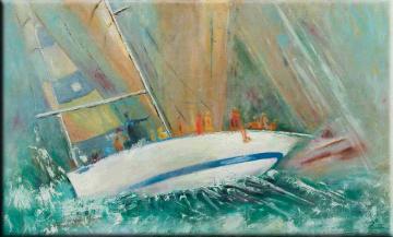 Zdeněk Pokoj - Bouře na moři - obraz, olej na plátně